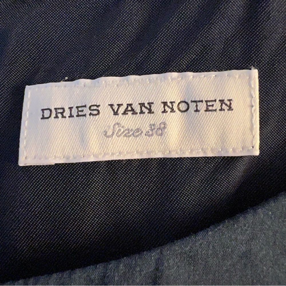 Dries Van Noten Navy Blue Ruffle Shoulder Cotten Sheath - Picture 12 of 14